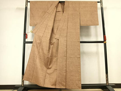 平和屋着物▽上質な紬 単衣 霞文 正絹 逸品 AABC3926fy