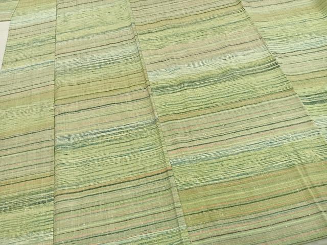 平和屋着物▽上質な紬 単衣 横段文 正絹 逸品 AABC3927fy