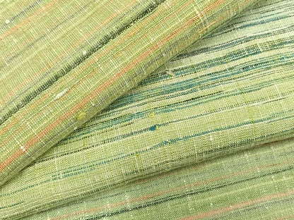 平和屋着物▽上質な紬 単衣 横段文 正絹 逸品 AABC3927fy