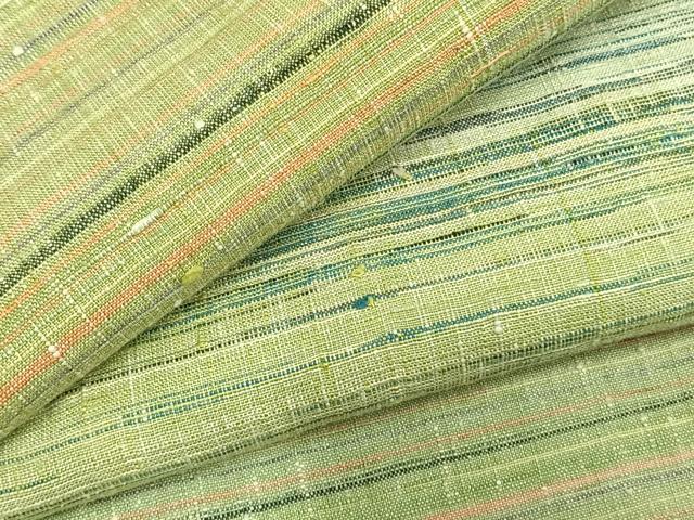 平和屋着物▽上質な紬 単衣 横段文 正絹 逸品 AABC3927fy
