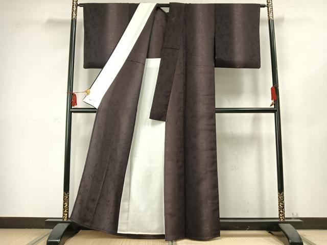 平和屋着物▽上質な小紋 単衣 唐草文 やまと誂製 正絹 逸品 AABC3928fy