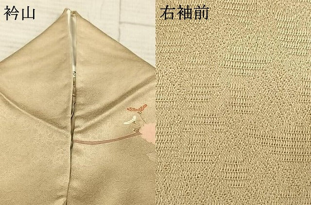 平和屋着物▽訪問着 単衣 駒刺繍 草花短冊文 金彩 正絹 逸品 AABC3933fy