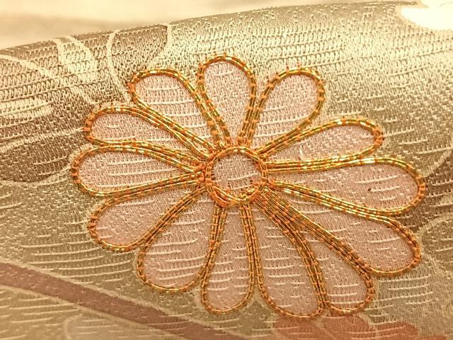 平和屋着物▽訪問着 単衣 駒刺繍 草花短冊文 金彩 正絹 逸品 AABC3933fy