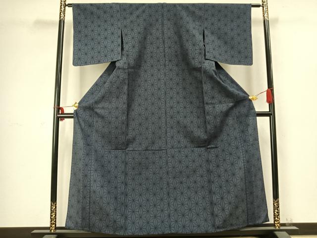 平和屋着物▽本塩沢 単衣 麻の葉文様 正絹 逸品 未使用 AABC3934fy