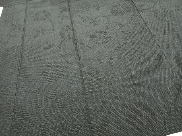 平和屋着物▽本塩沢　単衣　110亀甲　花唐草文　正絹　逸品　AABC3935fy