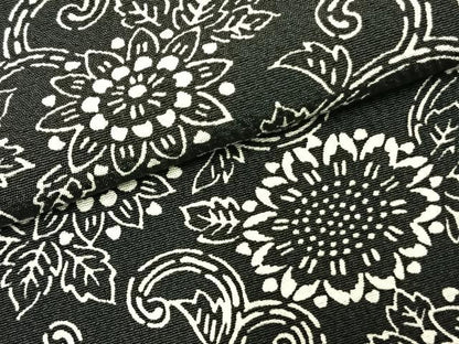 平和屋着物▽上質な小紋 単衣 型染め 花唐草文 正絹 逸品 AABC3936fy