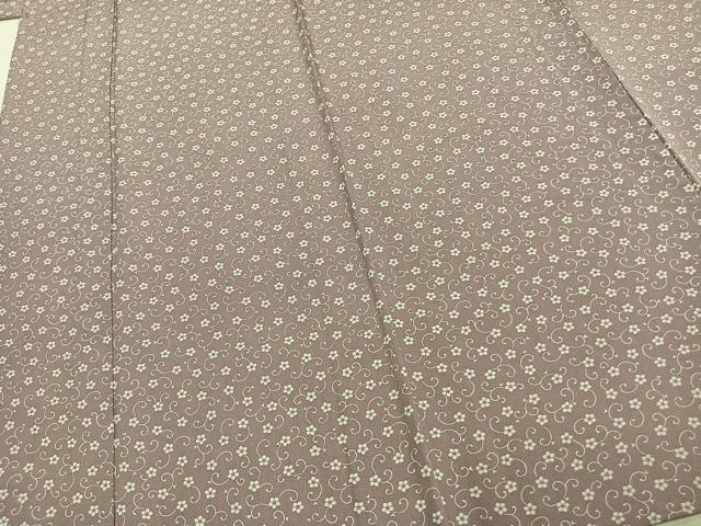 平和屋着物▽上質な小紋 単衣 花唐草文 正絹 逸品 AABC3937fy