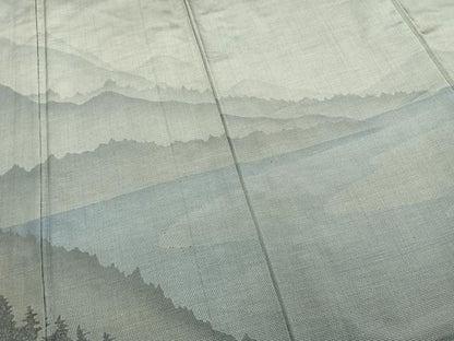 平和屋着物▽訪問着 単衣 本場大島紬 風景文 正絹 逸品 AABC3941fy