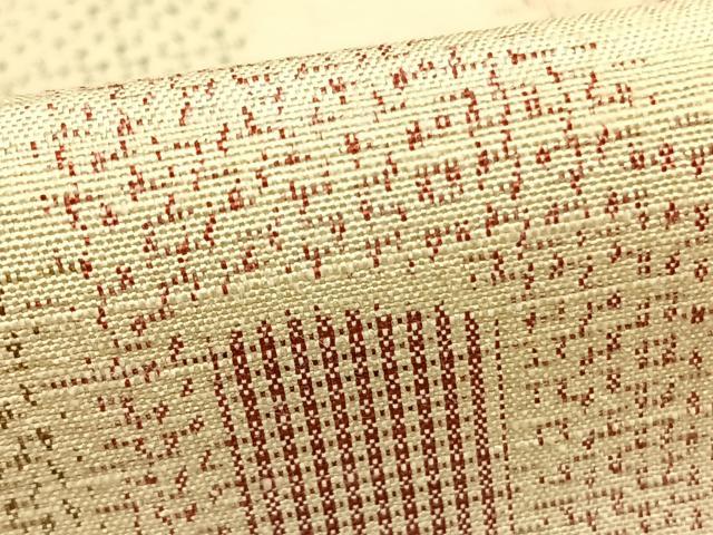 平和屋着物▽上質な紬 単衣 幾何学文様 正絹 逸品 AABC3943fy