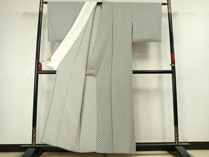 平和屋着物▽上質な小紋 単衣 巾着 正絹 逸品 AABC3944fy
