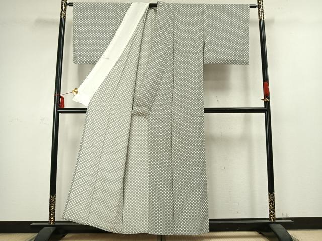 平和屋着物▽上質な小紋 単衣 巾着 正絹 逸品 AABC3944fy