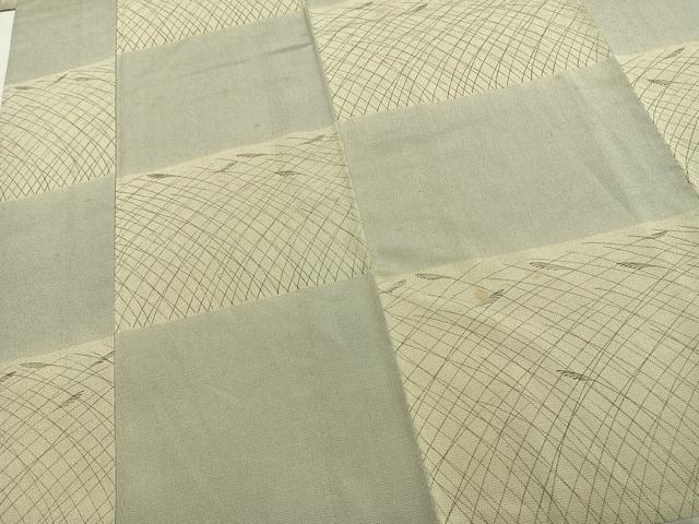 平和屋着物▽藤倉守正 本塩沢 単衣 市松文様 正絹 逸品 AABC3947fy