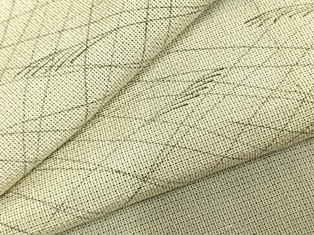 平和屋着物▽藤倉守正 本塩沢 単衣 市松文様 正絹 逸品 AABC3947fy