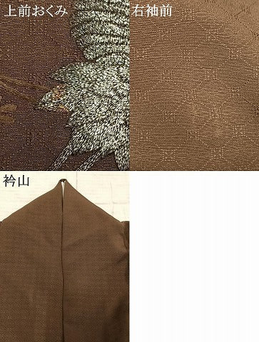 平和屋着物▽訪問着 単衣 総刺繍 花鳥文 銀糸 正絹 逸品 AABC3949fy