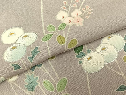 平和屋着物▽訪問着 単衣 刺繍 草花文 暈し染め 金銀糸 銀彩 正絹 逸品 AABC3950fy