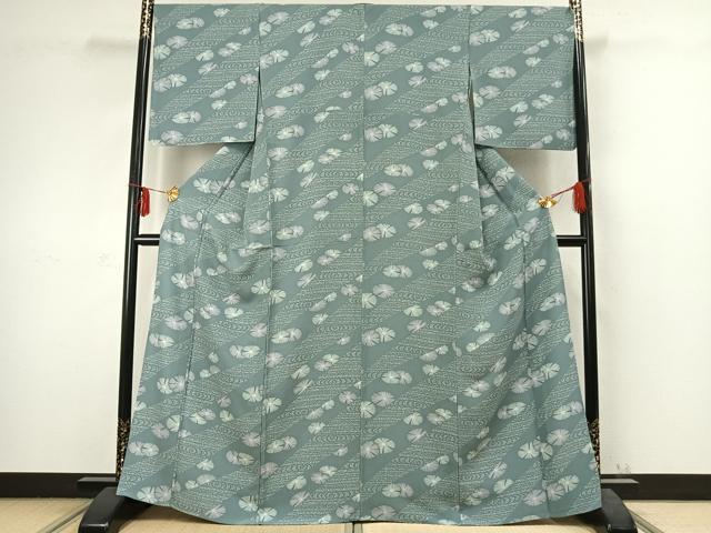 平和屋着物▽上質な小紋 単衣 舞花文 正絹 逸品 AABC3954fy