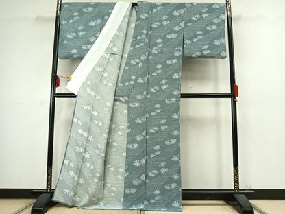 平和屋着物▽上質な小紋 単衣 舞花文 正絹 逸品 AABC3954fy