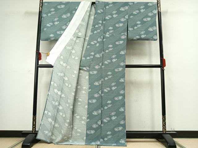 平和屋着物▽上質な小紋 単衣 舞花文 正絹 逸品 AABC3954fy