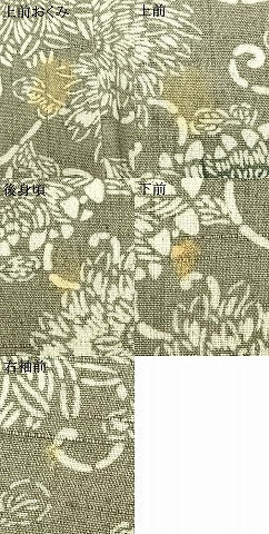 平和屋着物▽上質な小紋 単衣 紬地 型染め 花唐草文 正絹 逸品 AABC3956fy