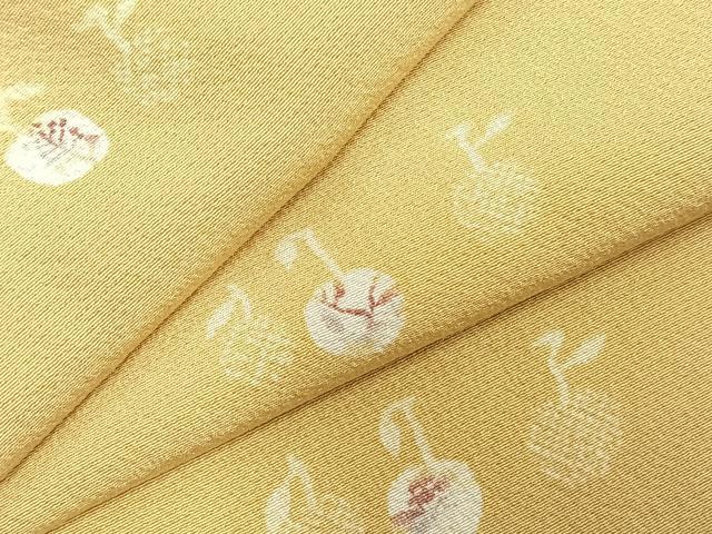 平和屋着物▽上質な小紋 単衣 林檎 正絹 逸品 AABC3957fy