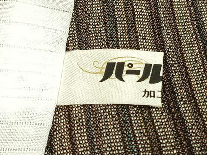 平和屋着物▽本塩沢 単衣 縞 正絹 逸品 AABC3960fy