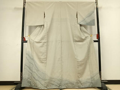 平和屋着物▽藤倉守正 訪問着 単衣 本塩沢 樹林文 正絹 逸品 AABC3961fy