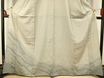 平和屋着物▽藤倉守正 訪問着 単衣 本塩沢 樹林文 正絹 逸品 AABC3961fy