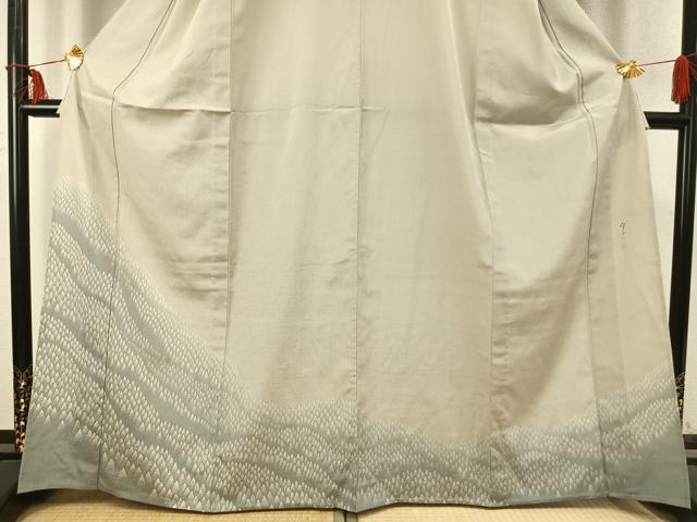 平和屋着物▽藤倉守正 訪問着 単衣 本塩沢 樹林文 正絹 逸品 AABC3961fy