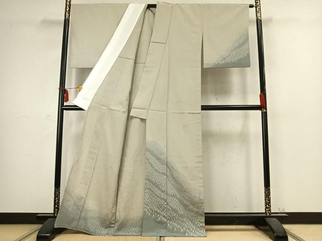 平和屋着物▽藤倉守正 訪問着 単衣 本塩沢 樹林文 正絹 逸品 AABC3961fy