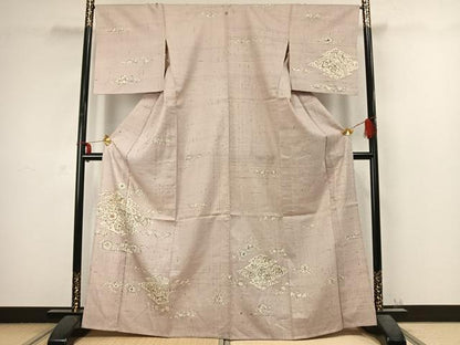 平和屋着物▽訪問着 単衣 紬地 辻が花 正絹 逸品 AABC3966fy