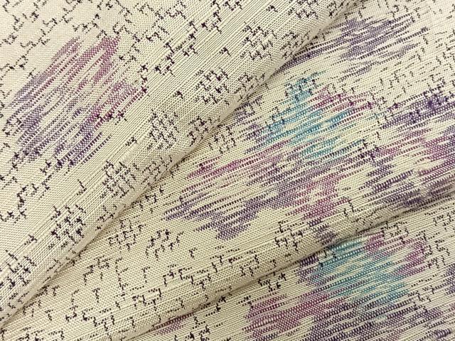平和屋着物▽上質な紬 単衣 枝花文 正絹 逸品 AABC3967fy