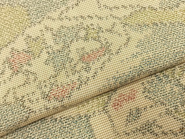平和屋着物▽上質な紬 単衣 幾何学花文 正絹 逸品 AABC3968fy