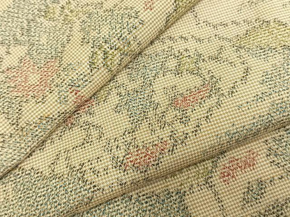 平和屋着物▽上質な紬 単衣 幾何学花文 正絹 逸品 AABC3968fy