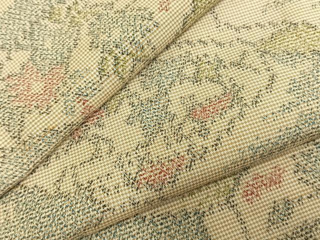 平和屋着物▽上質な紬 単衣 幾何学花文 正絹 逸品 AABC3968fy