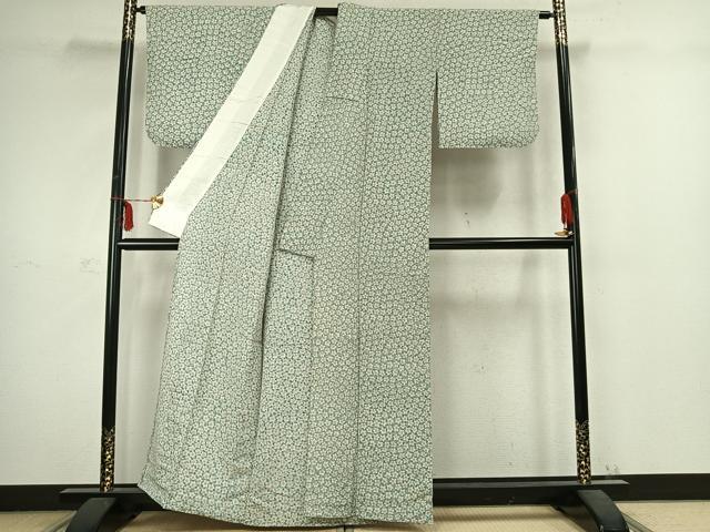 平和屋着物▽上質な小紋 単衣 花尽くし 正絹 逸品 AABC3970fy