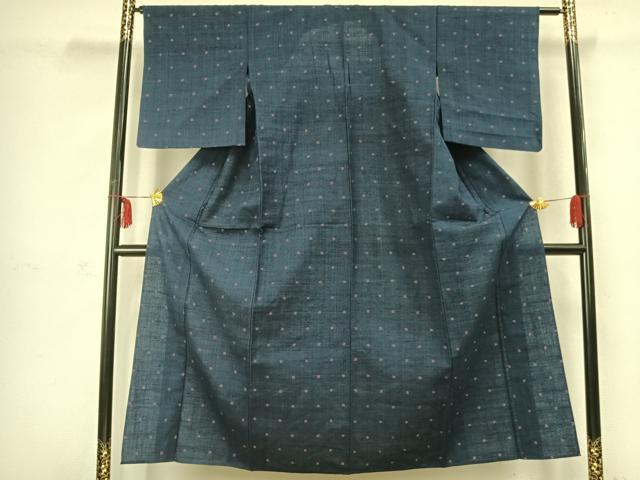 平和屋着物▽上質な紬　単衣　抽象文様　正絹　逸品　AABC3971fy