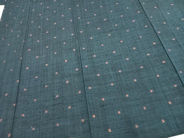 平和屋着物▽上質な紬　単衣　抽象文様　正絹　逸品　AABC3971fy