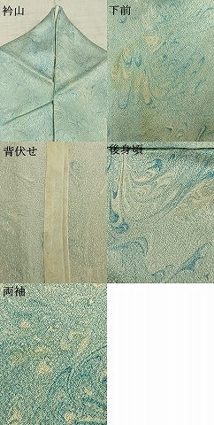 平和屋着物▽訪問着　単衣　墨流し文様　正絹　逸品　AABC3972fy