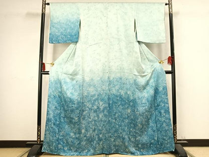 平和屋着物▽訪問着　単衣　墨流し文様　正絹　逸品　AABC3972fy