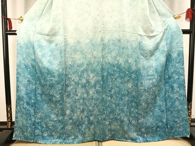 平和屋着物▽訪問着　単衣　墨流し文様　正絹　逸品　AABC3972fy