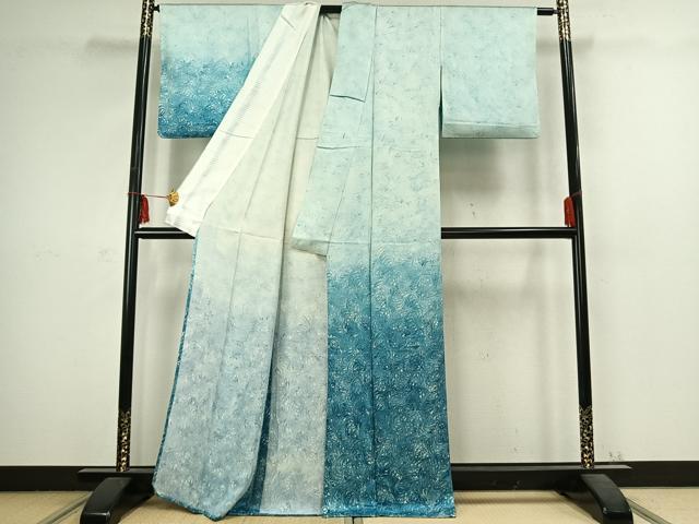平和屋着物▽訪問着　単衣　墨流し文様　正絹　逸品　AABC3972fy