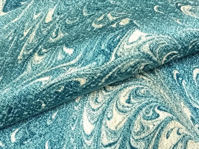 平和屋着物▽訪問着　単衣　墨流し文様　正絹　逸品　AABC3972fy