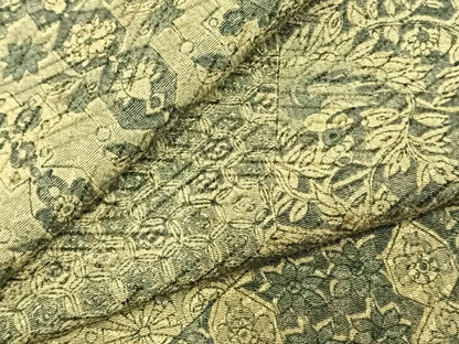 平和屋着物▽上質な小紋 単衣 切嵌花文 正絹 逸品 AABC3974fy