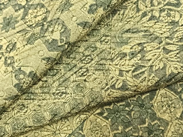 平和屋着物▽上質な小紋 単衣 切嵌花文 正絹 逸品 AABC3974fy