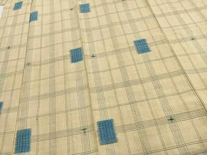 平和屋着物▽上質な紬 単衣 色紙格子文 正絹 逸品 AABC3975fy