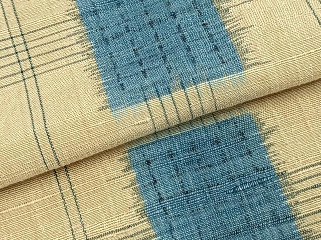 平和屋着物▽上質な紬 単衣 色紙格子文 正絹 逸品 AABC3975fy