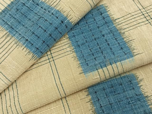 平和屋着物▽上質な紬 単衣 色紙格子文 正絹 逸品 AABC3975fy