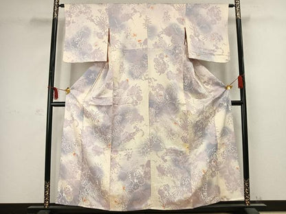 平和屋着物▽上質な小紋 単衣 舞花文 暈し染め 正絹 逸品 AABC3976fy
