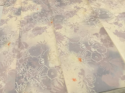 平和屋着物▽上質な小紋 単衣 舞花文 暈し染め 正絹 逸品 AABC3976fy