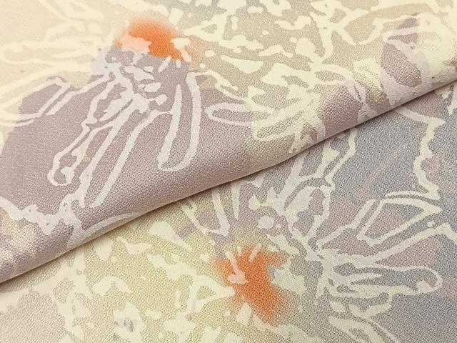 平和屋着物▽上質な小紋 単衣 舞花文 暈し染め 正絹 逸品 AABC3976fy